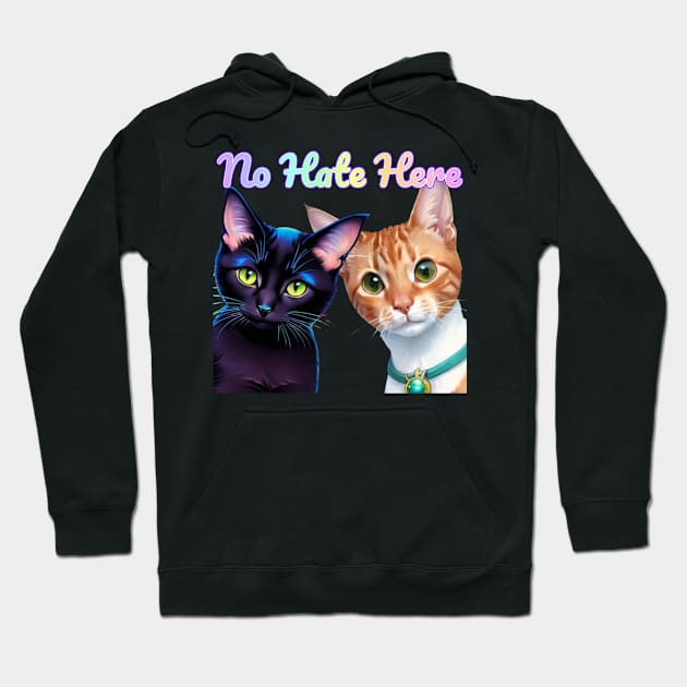 The babies say  - No Hate Here Rainbow Text Purple Hoodie by Gold Dust Publishing